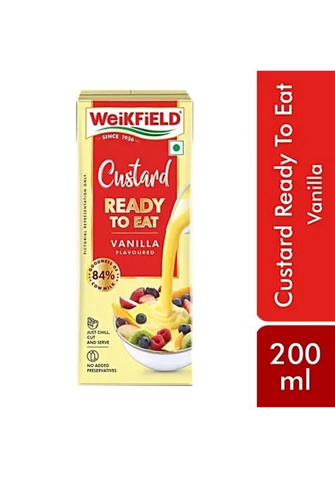 Weikfield Ready To Eat Custard Vanilla Custard Powder, Contains The Goodness Of 84% Cow Milk, Makes Smooth, Creamy And Delicious Custard, Can Be Consumed Hot Or Cold, 100% Vegetarian 200 ml Tetra Pak