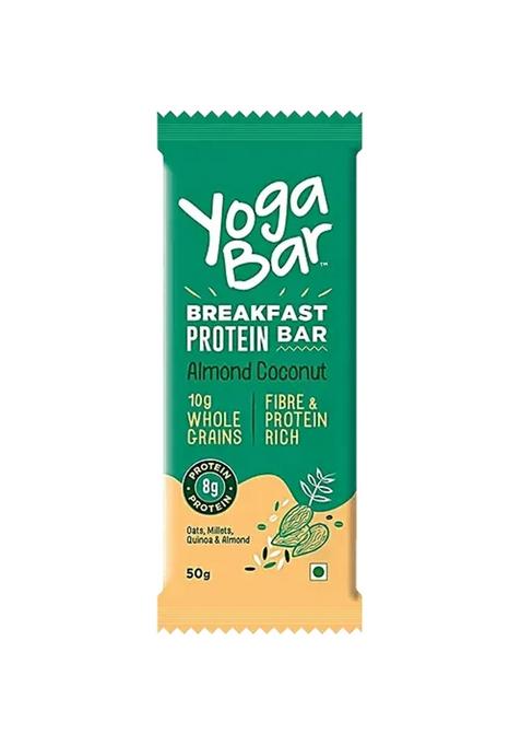 Yoga Bar Breakfast Protein Bar Almond Coconut, Healthy Snack, Rich In Protein And Fibre 50 g