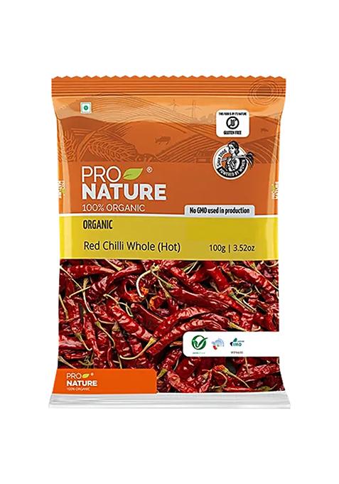 Pro Nature Organic Red Chilli Whole Hot 100 g Pouch