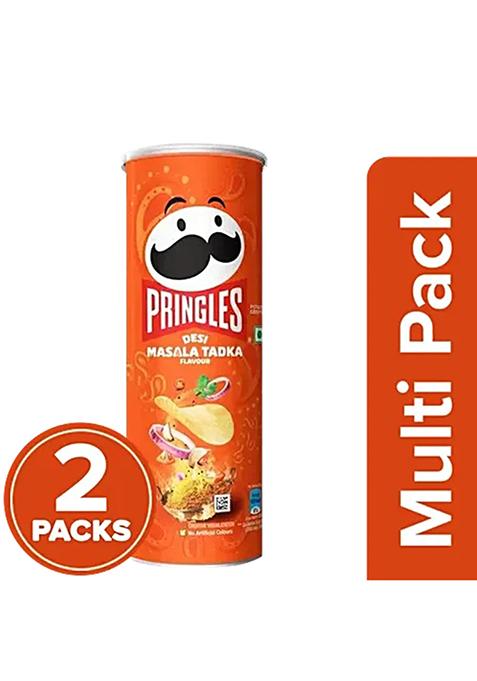 Pringles Potato Chips Desi Masala Tadka Flavour, 2X102 g Multipack