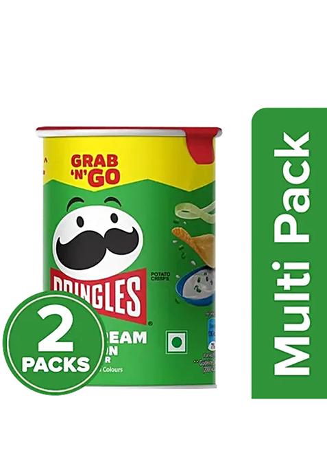 Pringles Potato Chips Sour Cream And Onion Flavour, 2X40 g Multipack