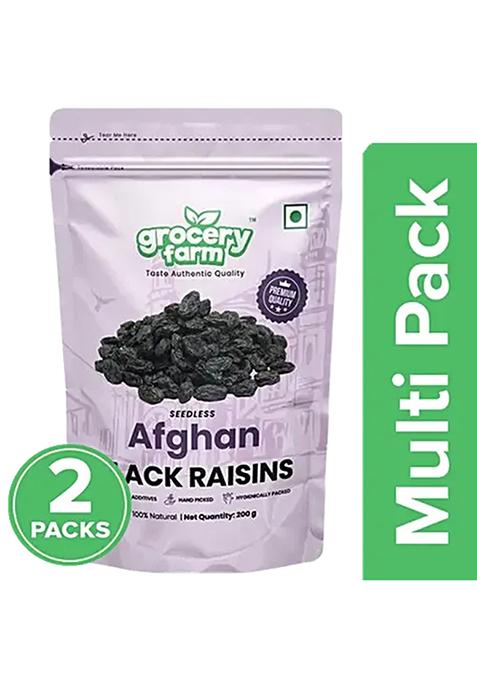 Grocery Farm Afghan Black Raisins Seedless 100 Natural Premium Healthy No Additives 2 X 200 g