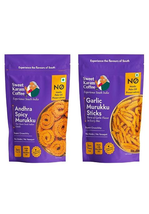 Sweet Karam Coffee Andhra Spicy & Garlic Murukku Combo