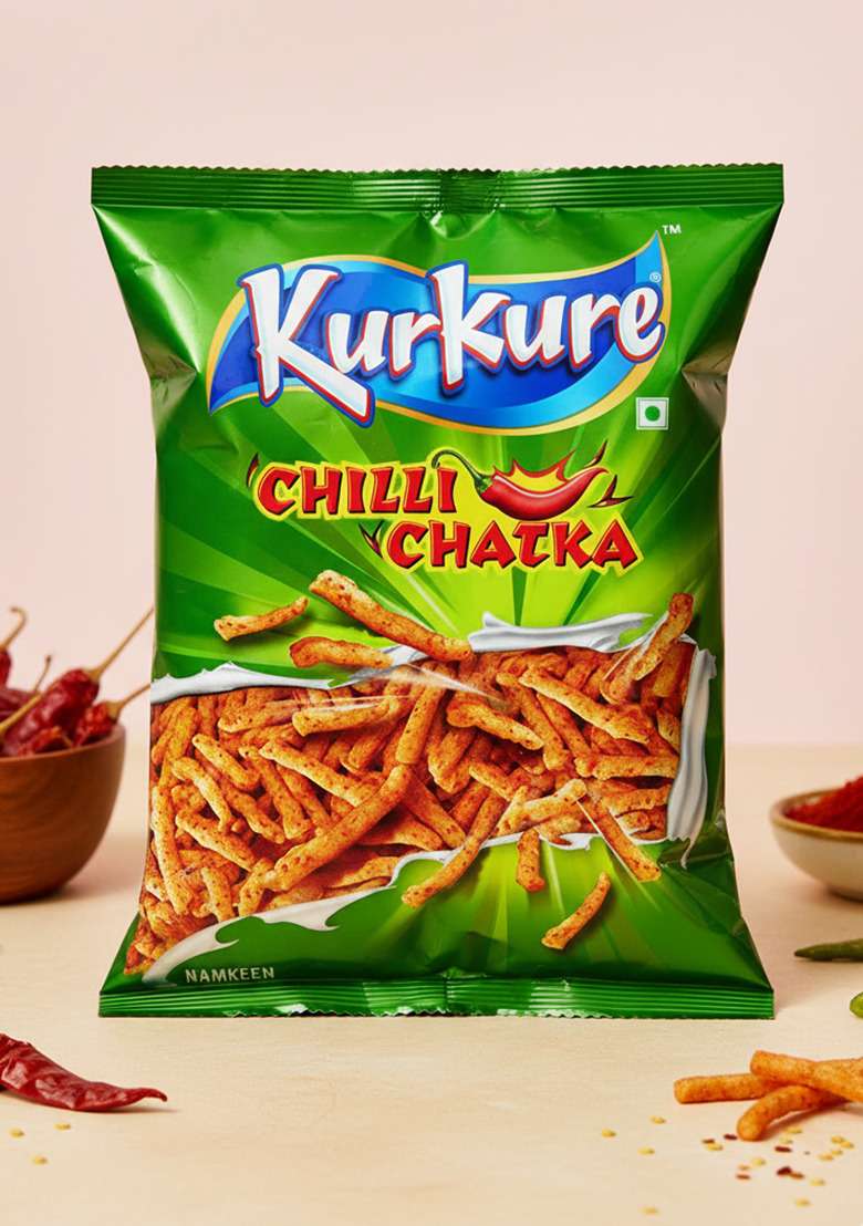Kurkure Namkeen Chilli Chatka, 47G Pouch - Indya