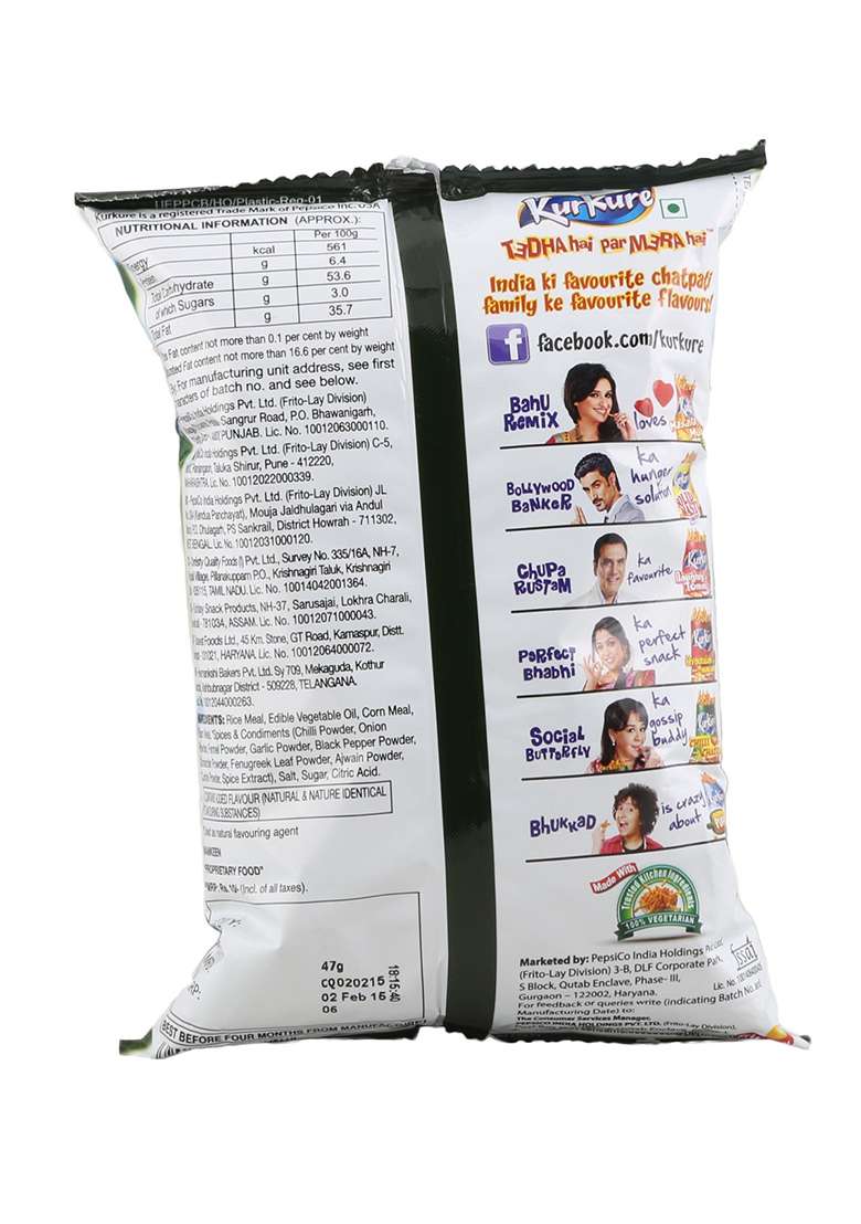 Kurkure Namkeen Chilli Chatka, 47G Pouch - Indya