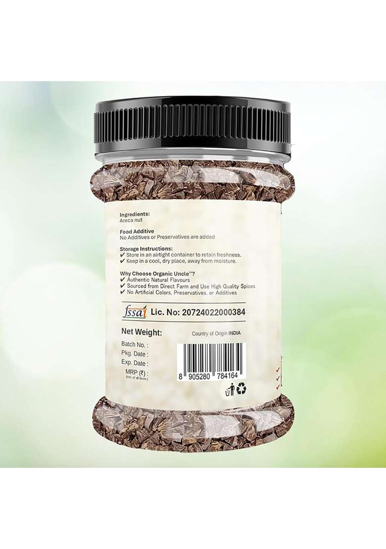 Organic Unlce Uncle Roasted Supari Tukda | Betel Nut Pieces Crunchy Aromatic Refreshing Mouth Freshener Hygienically Processed 500GM - Indya