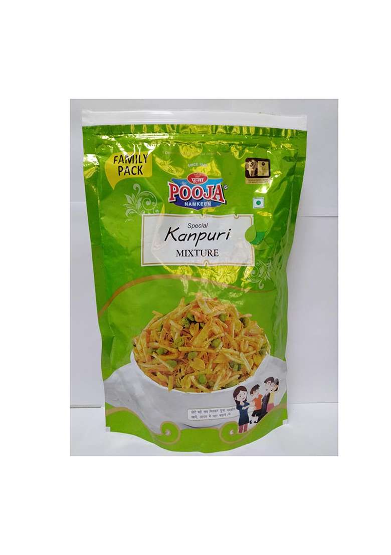 Pooja Kanpuri Mixture Namkeen â€“ Spicy & Crunchy Snack No Preservatives Authentic & Healthy Indian Namkeen Pack of 2 (360 Gram Each) - Indya