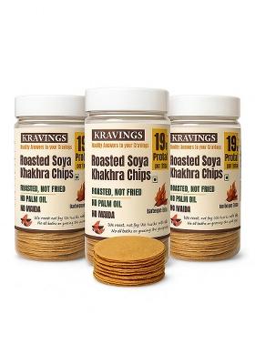 Kravings Dosa Khakra-Peri-Peri | Pack of 3-100g each (apporx 75+ pieces)| Gluten-Free, Nutritious Snack | Rice & Dal Based | No Palm Oil | Zero Trans Fat | Zero Cholesterol | Healthy & Delicious (Peri Peri) (Pack of 3- Protein Chips 19g)