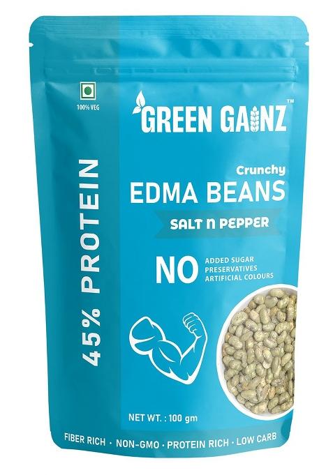 Green Gainz Roasted Edamame Salt N Pepper Flavour 100Gm