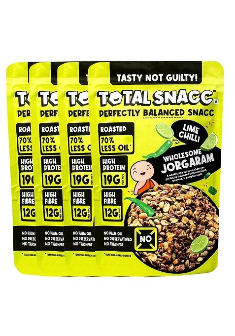 Total Snacc Wholesome Jorgaram Lime Chilli (125G X 4 Packs)