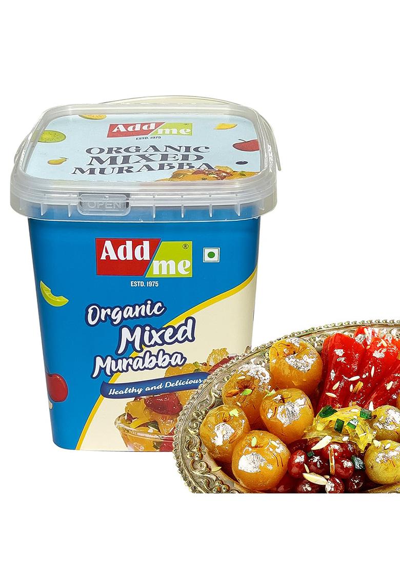 Add Me Fruit Sweets Dry Mixed Murabba 1Kg Gift Pack With Kesar & Elaichi (1 Kg) With Amla, Apple, Pear, Pineapple, Kiwi, Carrot, Mango In A Single Bucket Pack