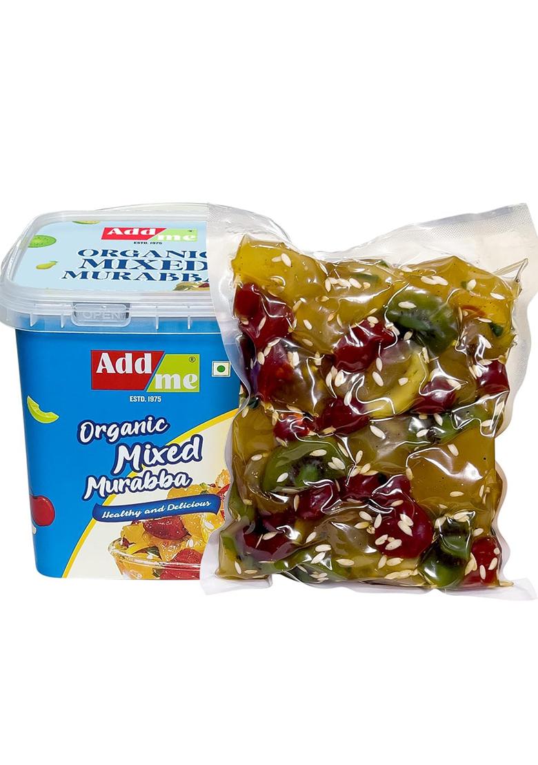 Add Me Fruit Sweets Dry Mixed Murabba 1Kg Gift Pack With Kesar & Elaichi (1 Kg) With Amla, Apple, Pear, Pineapple, Kiwi, Carrot, Mango In A Single Bucket Pack
