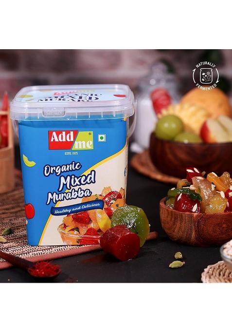 Add Me Fruit Sweets Dry Mixed Murabba 1Kg Gift Pack With Kesar & Elaichi (1 Kg) With Amla, Apple, Pear, Pineapple, Kiwi, Carrot, Mango In A Single Bucket Pack