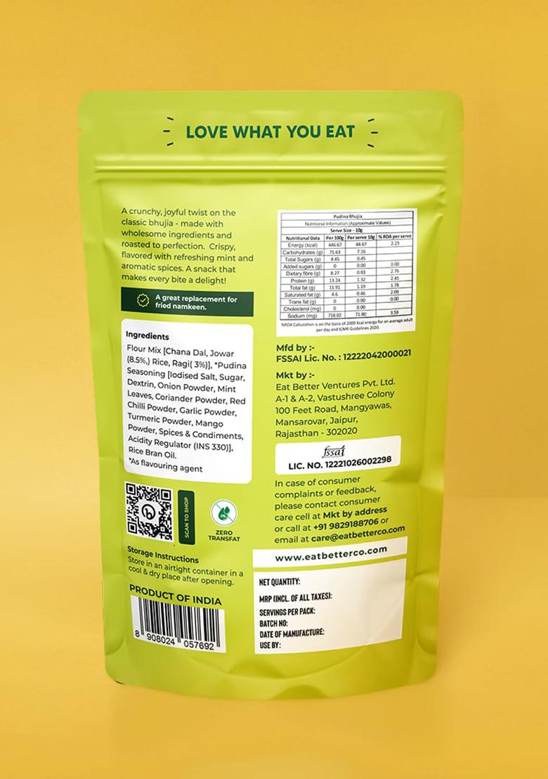 Eat Better Eat Better Co Â€“ Pudina Namkeen Â€“ Pudina Masti Â€“ Chatpata, Healthy Namkeen Snacks Â€“ Roasted, Not Fried