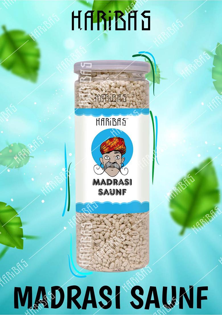 Haribas Madrasi Mukhwas (White Madrasi Saunf) In Tin Can