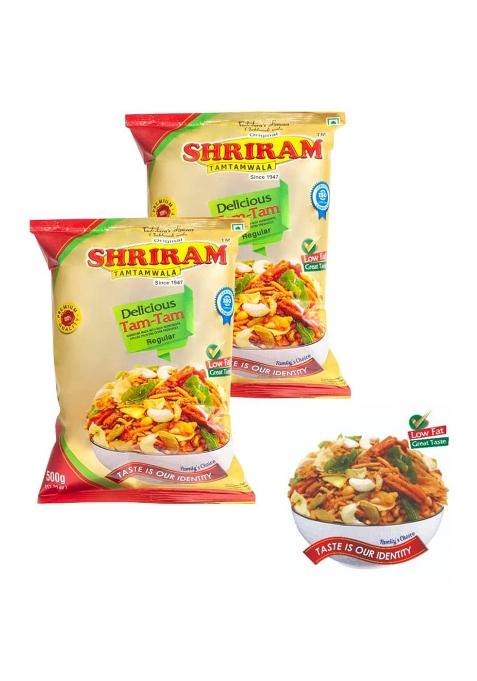 Shriram Tamtamwala (Original) Delicious Tamtam Regular Mixture Vadodara Tamtam Mix Namkeen 500Gm (Pack Of 2)