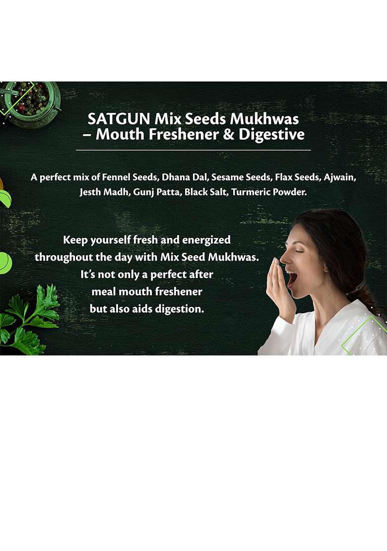 Satgun Teos Mix Seed Mukhwas Mouth Freshener And Digestive Pack Of 3345 Gms - Indya