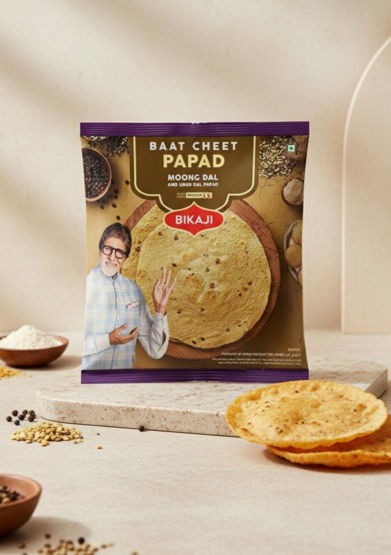Bikaji Bikaji Moong Dal Papad Meduim Spicy /Baat Cheet Papad (Medium Spice) 400+400 Grm (Pack Of 2 Pcs)