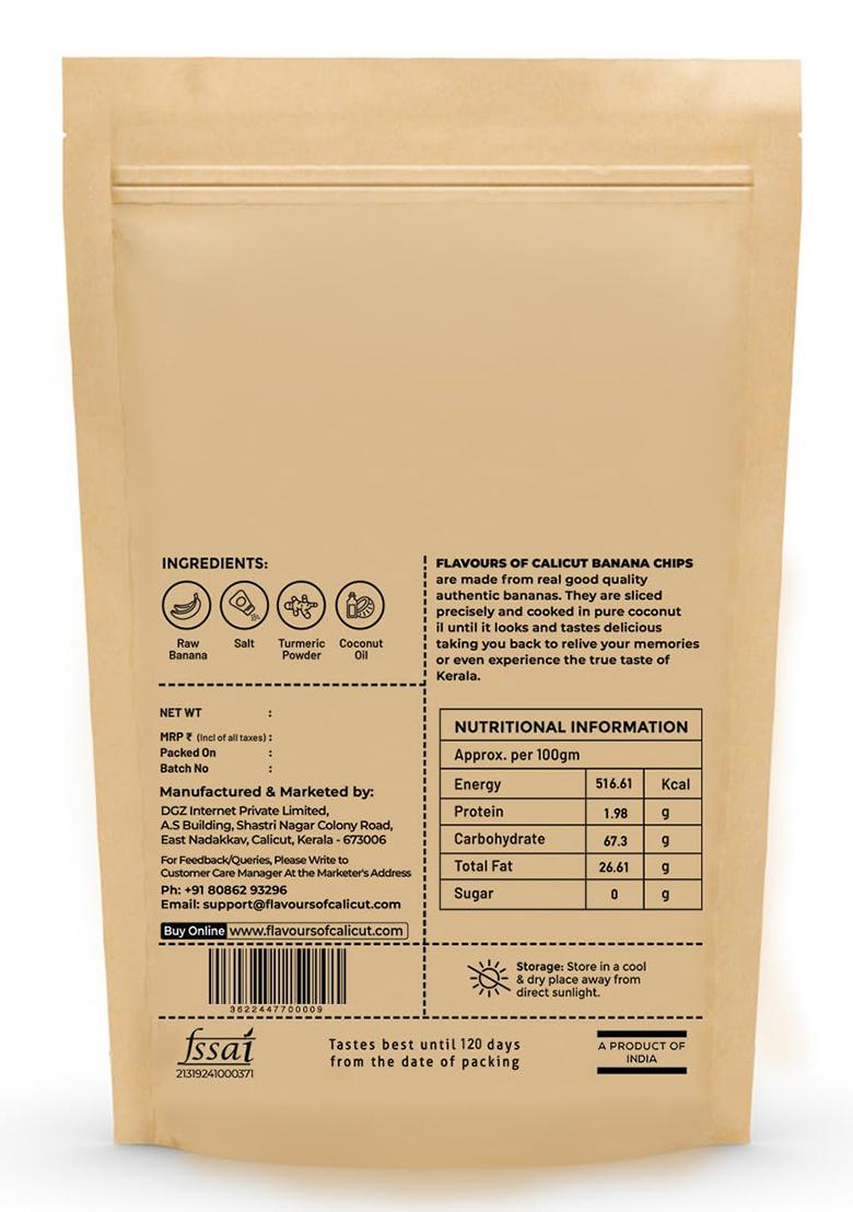 Flavours Of Calicut Kerala Banana Salted Chips, 1 Kg (Pack Of 2 X 500G)