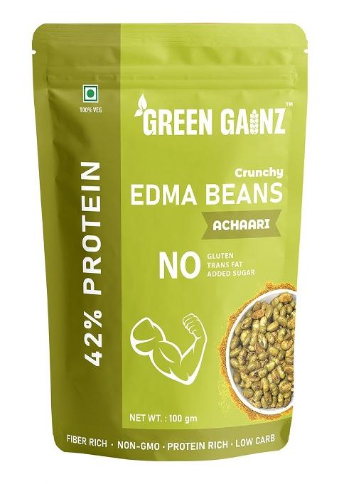 Green Gainz Roasted Edamame Achaari Flavour 100Gm
