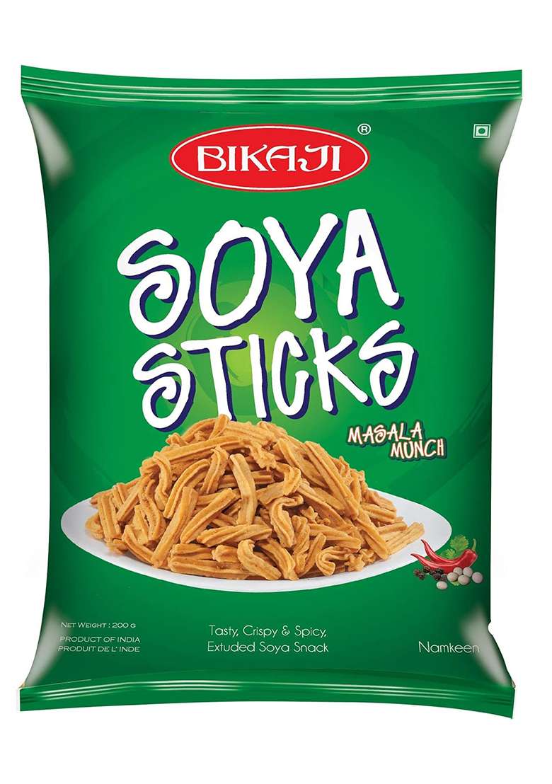 ‎Bikaji Aslee Bikaneri Bikaji Aslee Bikaneri Soya Stick Indian Namkeen Snack 200G Pack Of 4 - Indya