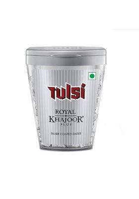 Tulsi Royal Khajoor Plus Silver Coated Khajoor | Dates| Mint Mouthfreshner Jar | Flip Top Pack,180 Gm