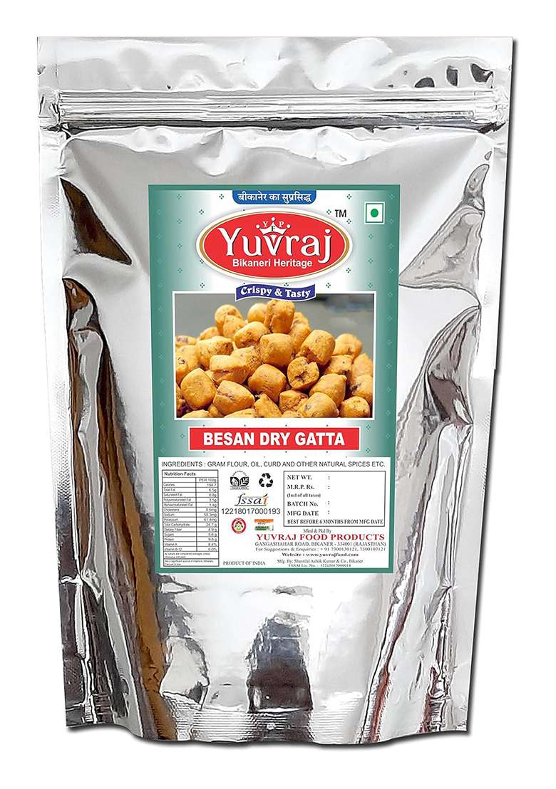 Yuvraj Dry Gatte Marwari Besan Gatta (Made By Kasuri Methi) 1 Kg Pack Bikaneri Hand Made Sukha Saag - Indya