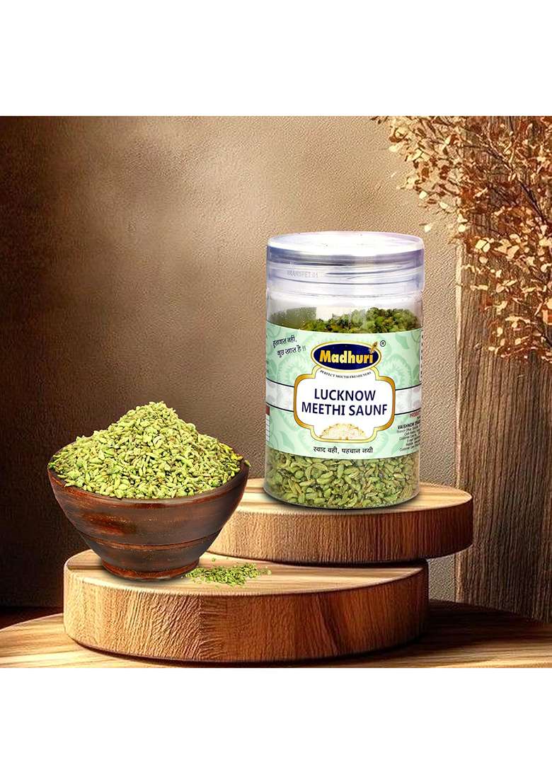 Madhuri Lucknow Meethi Saunf Mouth Freshener | Sweet Flavored Traditional Indian Digestive Mukhwas 160Gm Pack Of 3 - Indya
