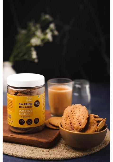 Soul Bakes Aachari Mathri Snacks | Made with Pickle Spices | No Maida, No Refined Sugar, No Palm Oil | Baked Namkeen | 200g