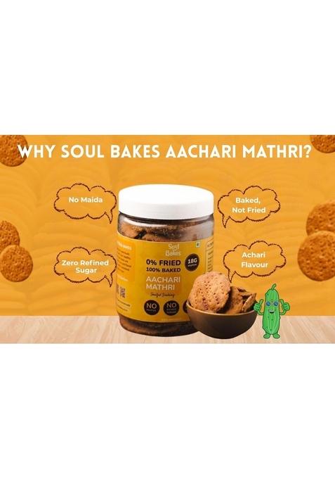 Soul Bakes Aachari Mathri Snacks | Made with Pickle Spices | No Maida, No Refined Sugar, No Palm Oil | Baked Namkeen | 200g