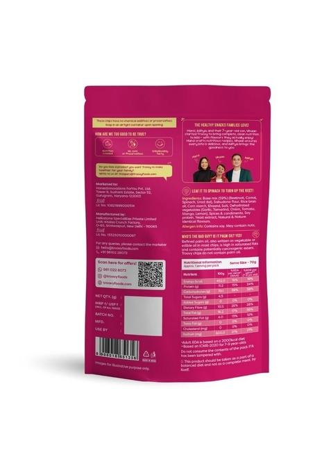 Troovy Healthy Masala Vegetable Chips | Tasty & High Protein Snacks | 30% Of Protein Needs | No Palm Oil, Cholesterol or Trans Fats | No Junk & Chemicals | 70g (Pack of 6)