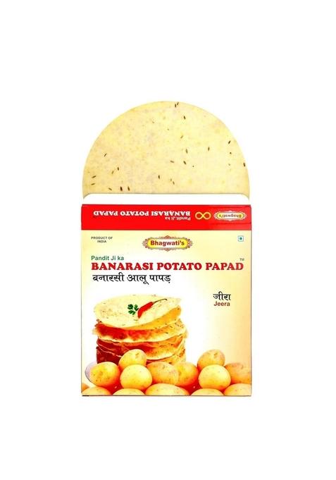 Banarasi Aloo Papad Banarasi Potato Papad Jeera/Cumin Seeds 250gms | Handmade | Ready to Cook | 100% Vegetarian Indian Namkeen Snack | Crunchy Jeera Potato Papad