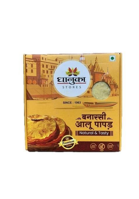 Dhanuka Banarasi Aloo Papad (Rock Salt) l Handmade Potato Papad for Vrat l Traditional U.P. Style l Crispy & Crunchy Snack l 1kg Box