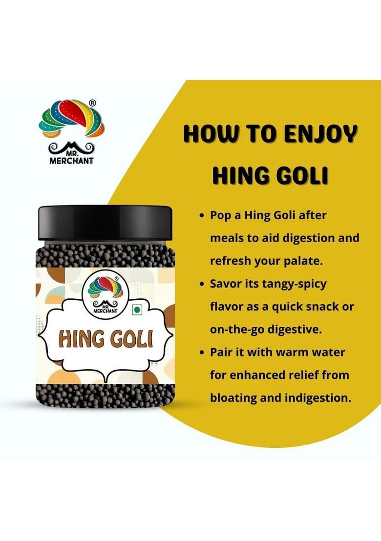 Mr. Merchant Hing Goli for Digestion 300g - Chatpati Hing Goli Pachak, After Meal Digestives Mukhwas Mouth Fresheners - Indya