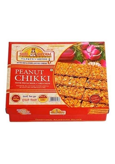 Shree Shyam Tilpatti Udyog Peanut Chikki â€“ Crunchy Groundnut Gud Chikki 500g Pack of 2 Traditional Indian Sweet Snack Jaggery & Peanut Bar No Preservatives Festival Special Mithai