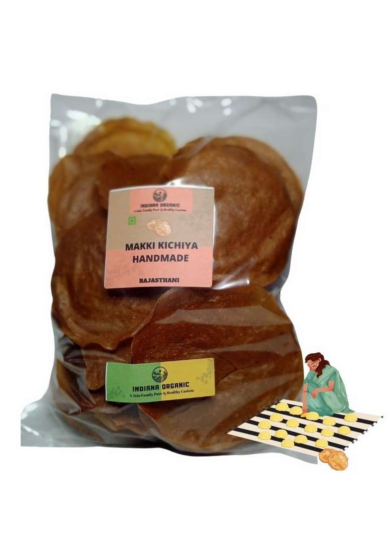 Indiana Organic Kichiya Papad|Khichiya|Traditionally Authentic Made By Hand|Full Size Kicha Papad-500 Gram (Corn, Makki Kichiya) - Indya