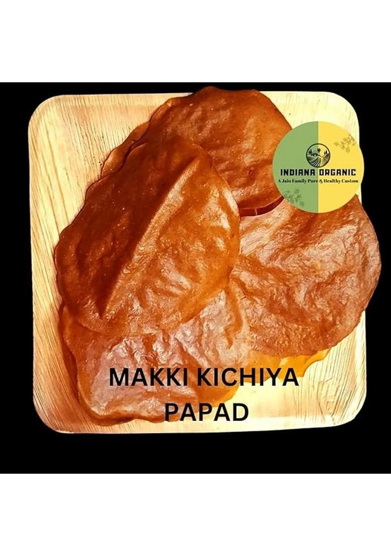 Indiana Organic Kichiya Papad|Khichiya|Traditionally Authentic Made By Hand|Full Size Kicha Papad-500 Gram (Corn, Makki Kichiya) - Indya