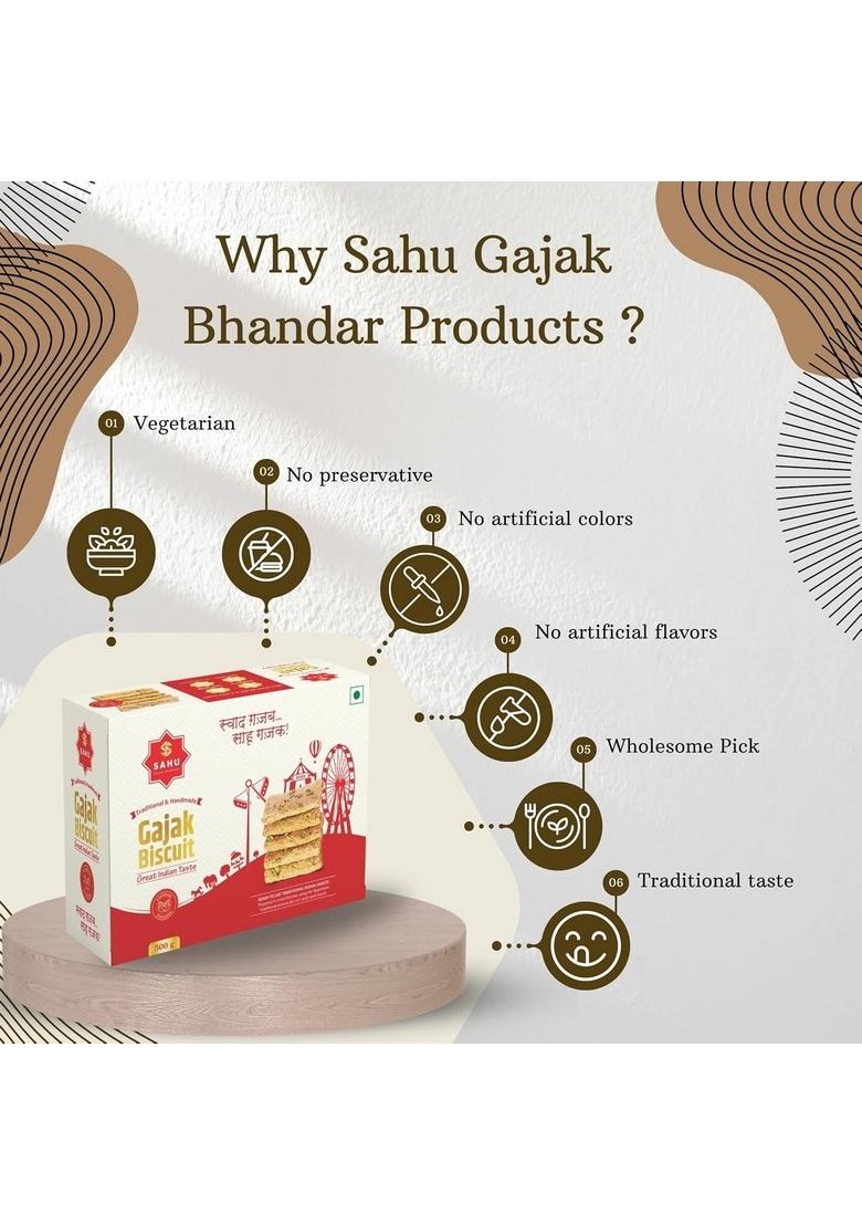 Sahu Gajak Bhandar Khasta Gud Gajak 500g | Til Gud | Till Patti | Gachak | Gur Tilkut | Jaggery Sweets | No Preservatives | Made With Cow Ghee | Traditional Snack