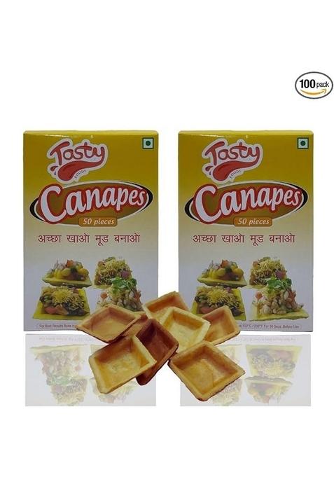 Crispy & Ready-To-Fill: Pre-Fried Chaat Canapes Ideal For Making Dahi Puri, Sev And Other Indian Snacks Instantly.Convenient Serving Option: Enjoy Hassle-Free With Tasty Foods' Chat Puri Baskets/Katori Puri. These Ready-To-Use Baskets Provide An Elegant C