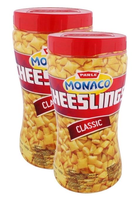 Parle Food World Combo - Monaco Cheeselings Classic, 150G (Pack Of 2) Promo Pack
