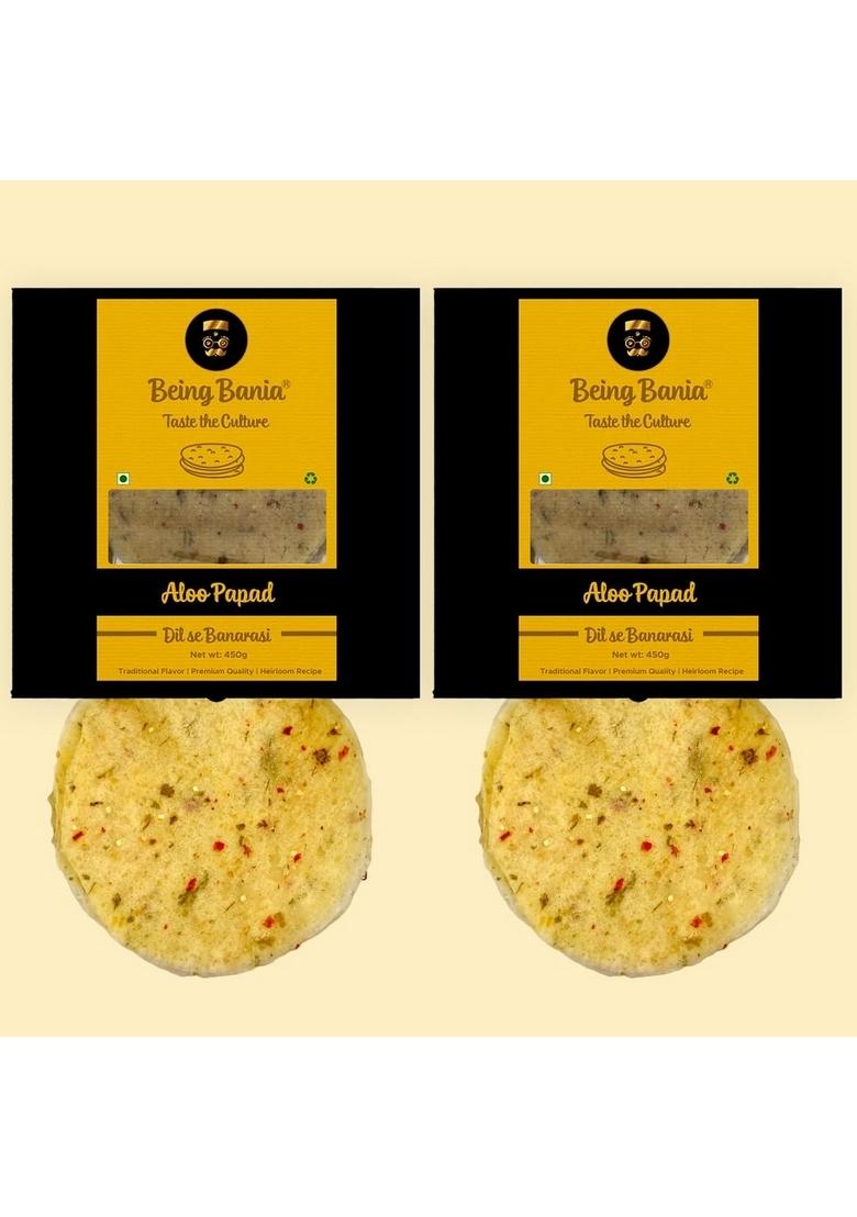 Being Bania Aloo Papad,100% Natural And Handmade|Banarasi Papad|Potato Papads (Pack Of 2)),900 Gram