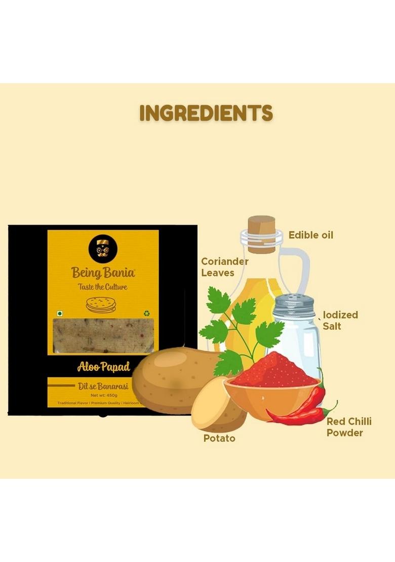 Being Bania Aloo Papad,100% Natural And Handmade|Banarasi Papad|Potato Papads (Pack Of 2)),900 Gram