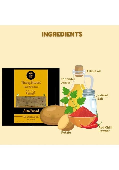 Being Bania Aloo Papad,100% Natural And Handmade|Banarasi Papad|Potato Papads (Pack Of 2)),900 Gram