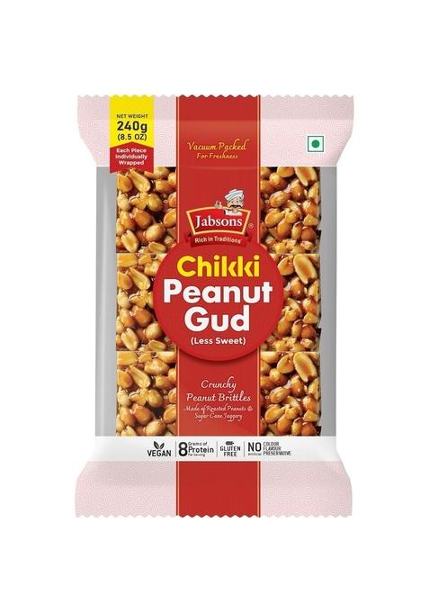 Jabsons Peanut Gud Chikki 240G (Pack Of 6) | Traditional Indian Sweet With Peanuts & Jaggery Protein-Rich Snack