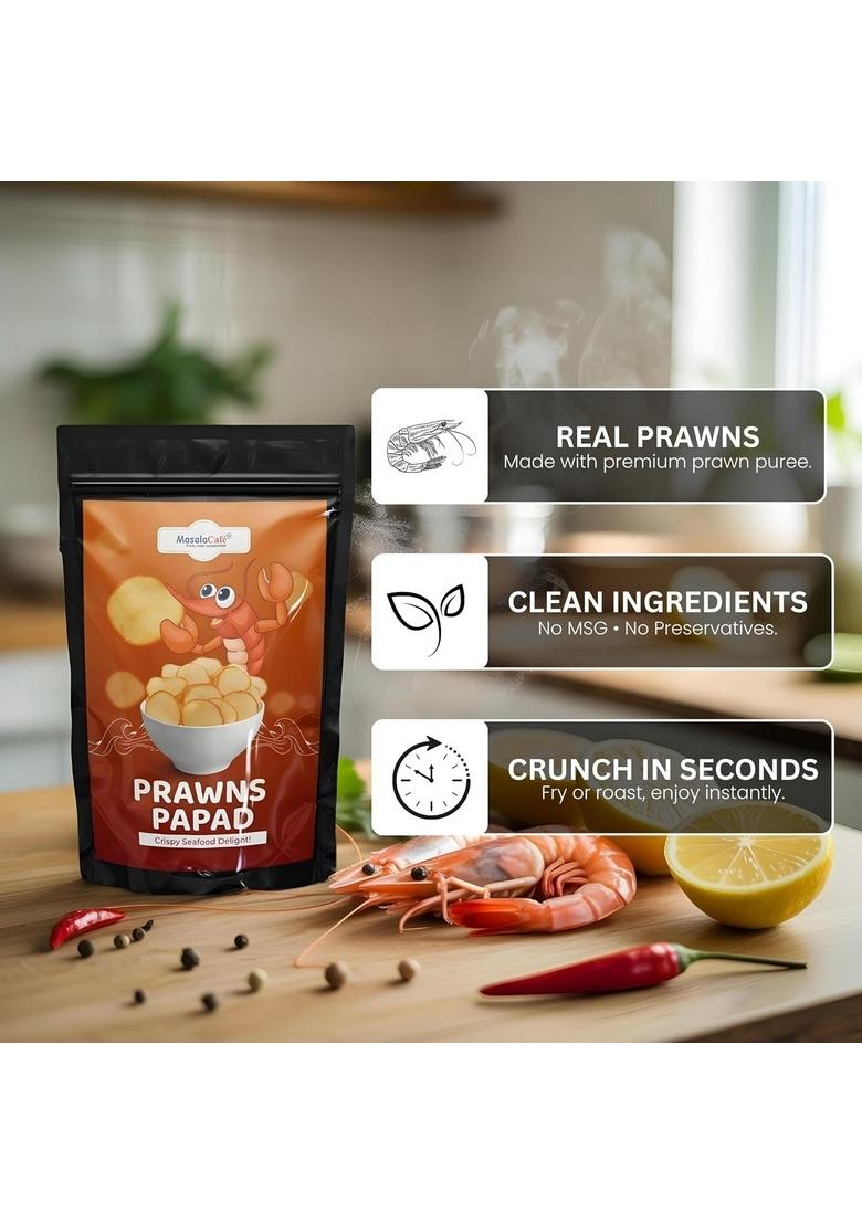 Masala Cafe Prawns Papad | Fish Sea Food Taste Of India 100% Natural Homemade Indian Snack (250G)