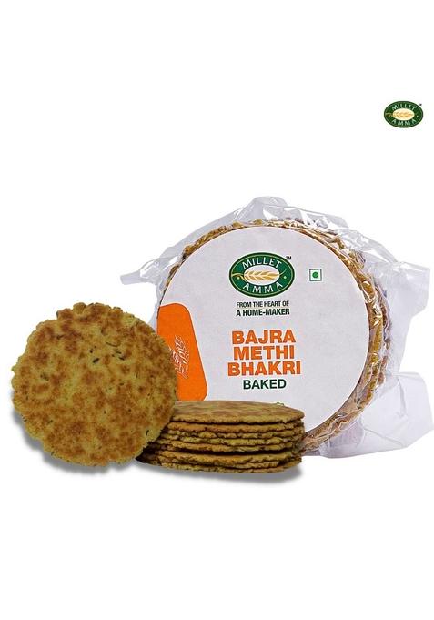 Millet Amma Baked Bajra Methi Bhakhri - 360 Gms | (Pack Of 2 Each 180 Gms) Ready To Eat Best Choice For Snack Time, Parties & Events Healthy Traditional Gujarati Snacks