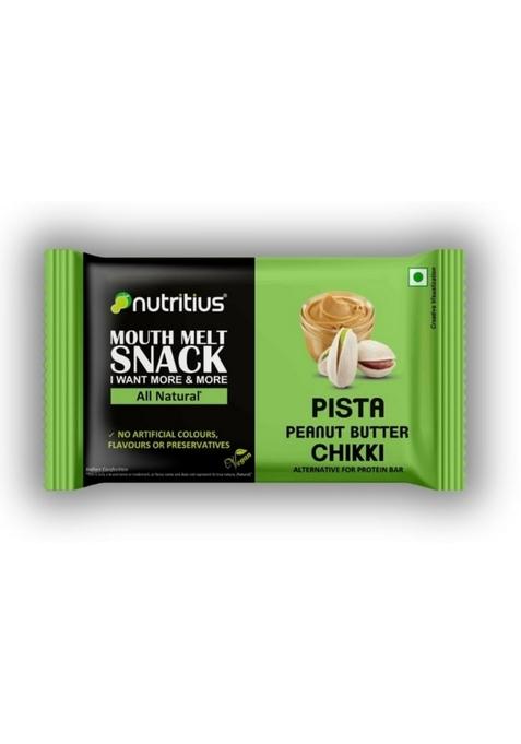 Nutritius Pista Peanut Butter Chikki 125G (Pack Of 12) + 1 Free Surprise (26G) | Pistachio Gazak Dry Fruits No Preservative Colour Or Flavours