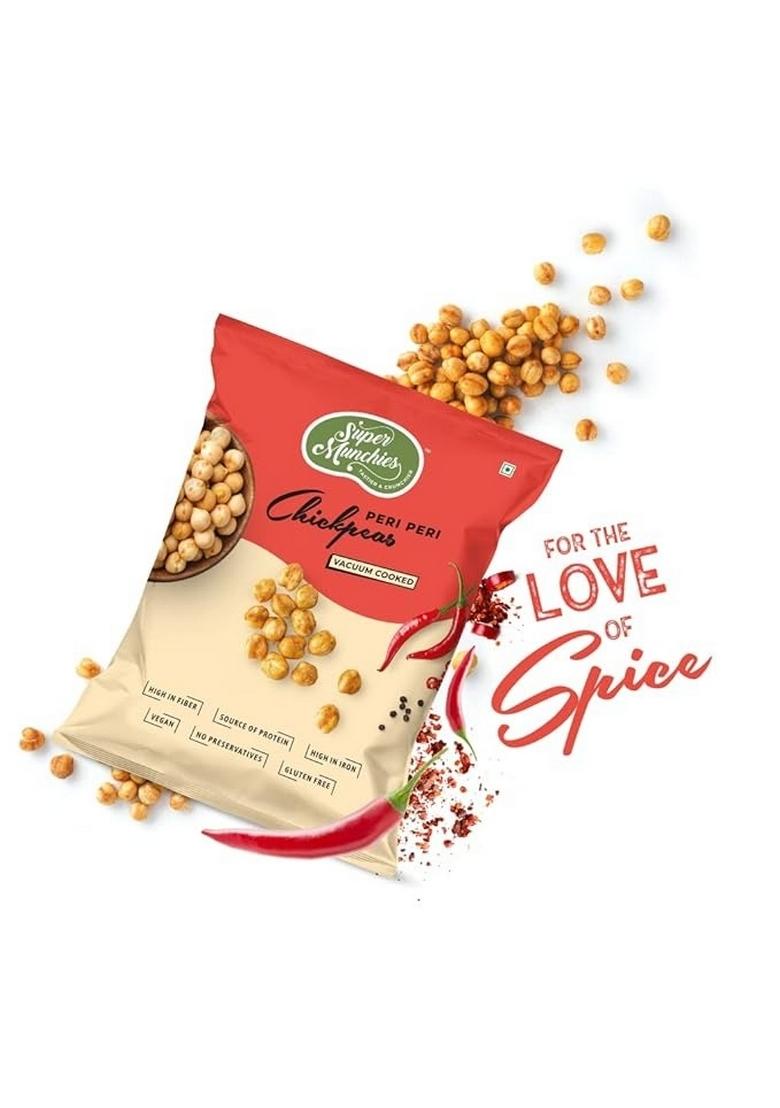 Super Munchies Crunchy Chickpeas | Spicy Snack Source Of Protein, High In Iron And Fiber Vegan, Gluten Free, No Palm Oil, Preservatives, Artificial Colors, Zero Cholesterol, Trans Fat Free (Pack 3, Mix)