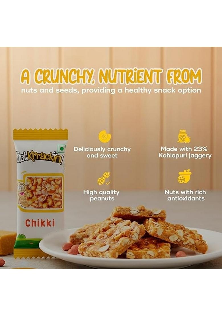 Getkrrackin! Peanut Chikki Jar | Pack Of 60 Pcs (15 Gram Each) Crushed Gajak With Jaggery Crunchy Gazak Gud Patti Kadalai Mittai Indian Sweets & Snacks No Added Colors Or Preservatives