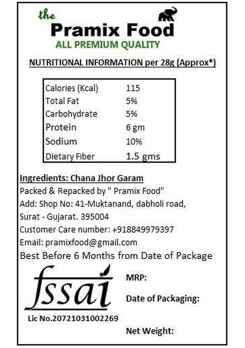 Pramix Roasted Chana Jor Garam Namkeen (Oil Free, Protein Rice & Gluten Free) 900Gm - Indya